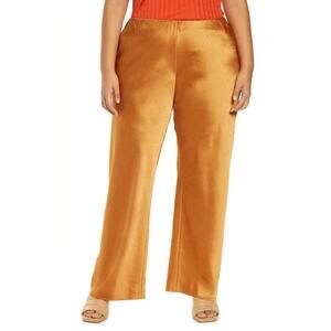 Vince High-Waist Fluid Satin Bias Pant Women's Burnt Orange Size 1X NWT